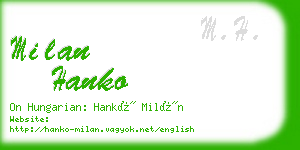 milan hanko business card